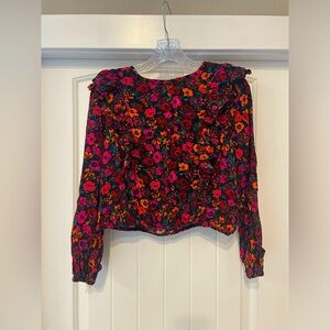 Wild Fable Cropped Red Floral Blouse